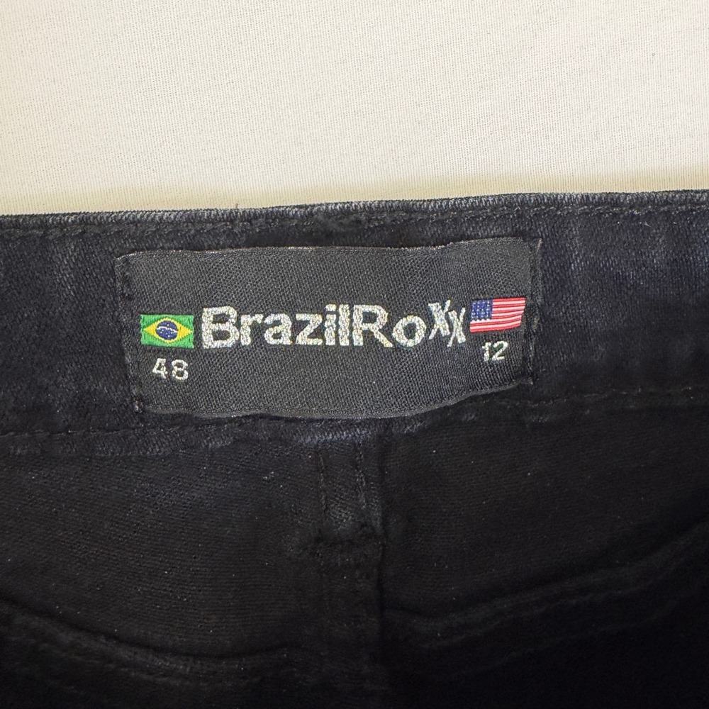 BrazilRoxx Black Rhinestone Y2K Straight Leg Jeans Womens 12 Western - Picture 5 of 11